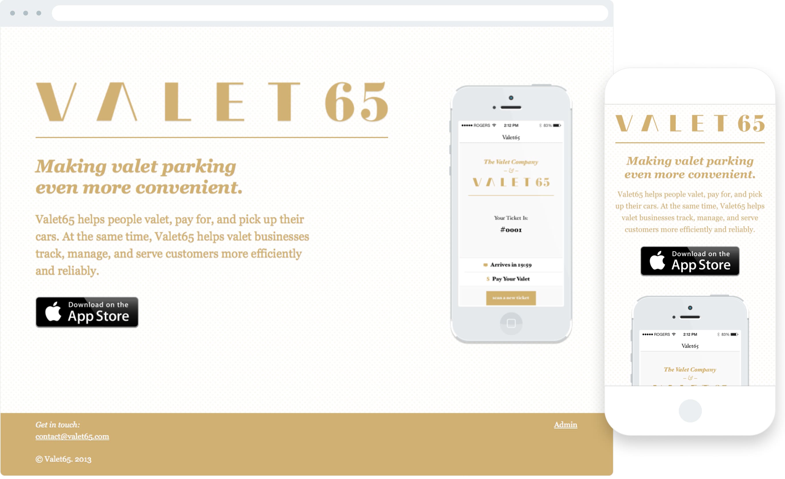 Valet65 marketing website