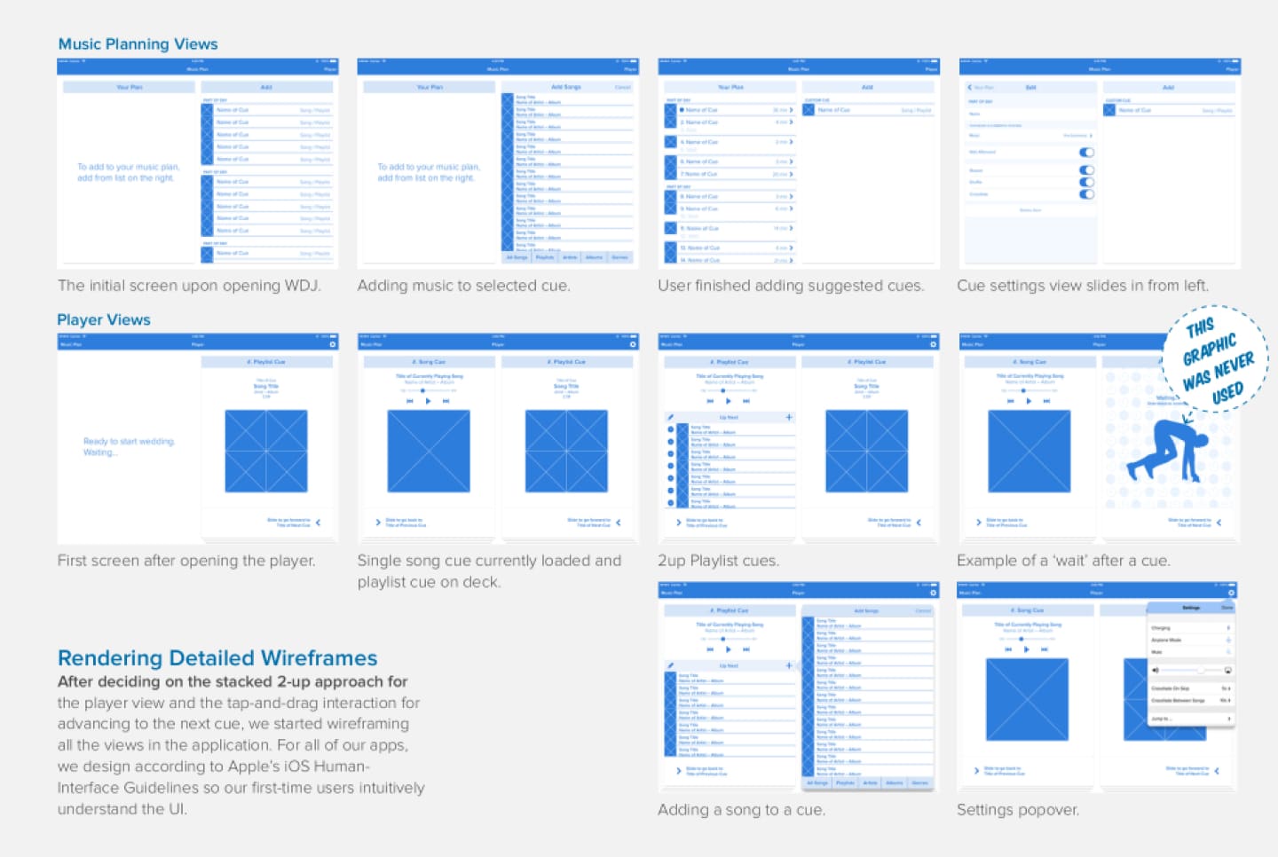 WeddingDJ iPad app wireframes