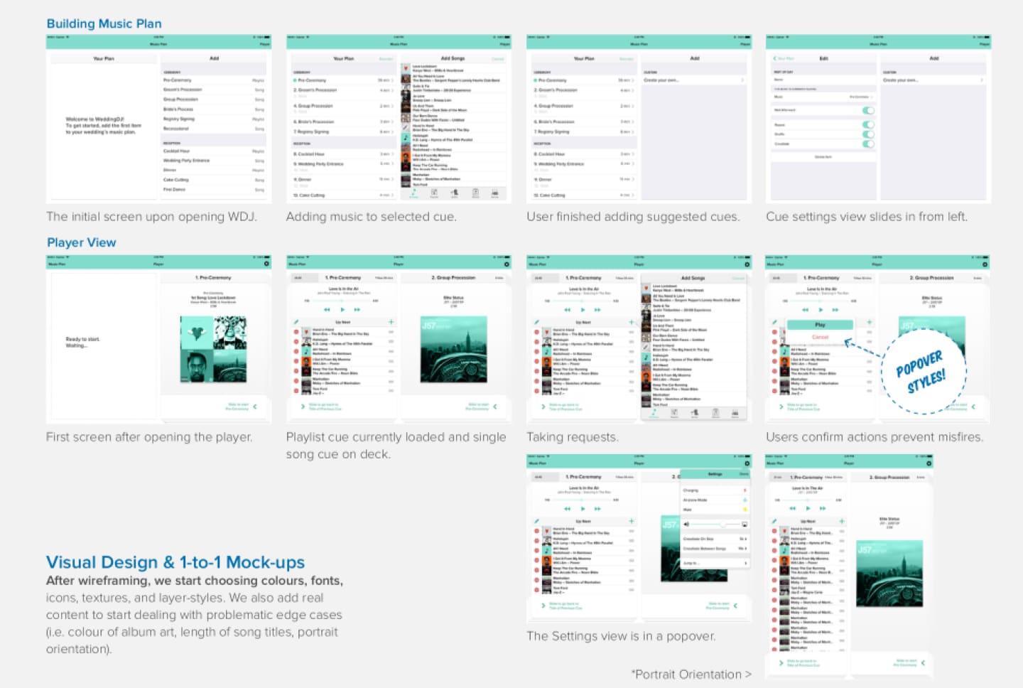 WeddingDJ iPad app wireframes